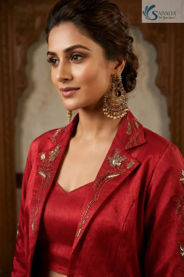 Rouge_Maharani_Embellished_Raw_Silk_Lehenga_Set
