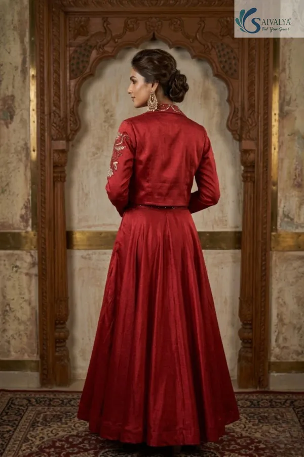 Rouge_Maharani_Embellished_Raw_Silk_Lehenga_Set