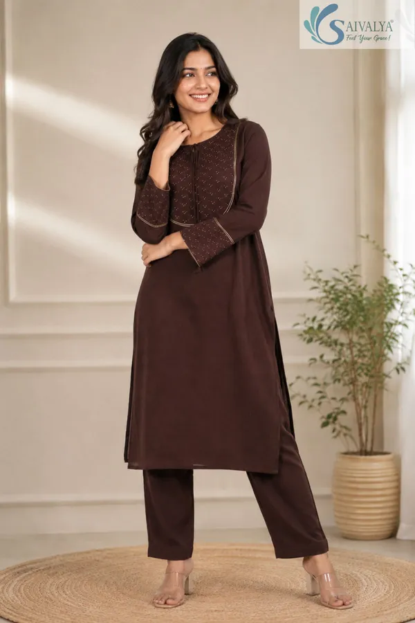 Saivalya_Cocoa_Elegance_Georgette_Kurta_Pant_Set