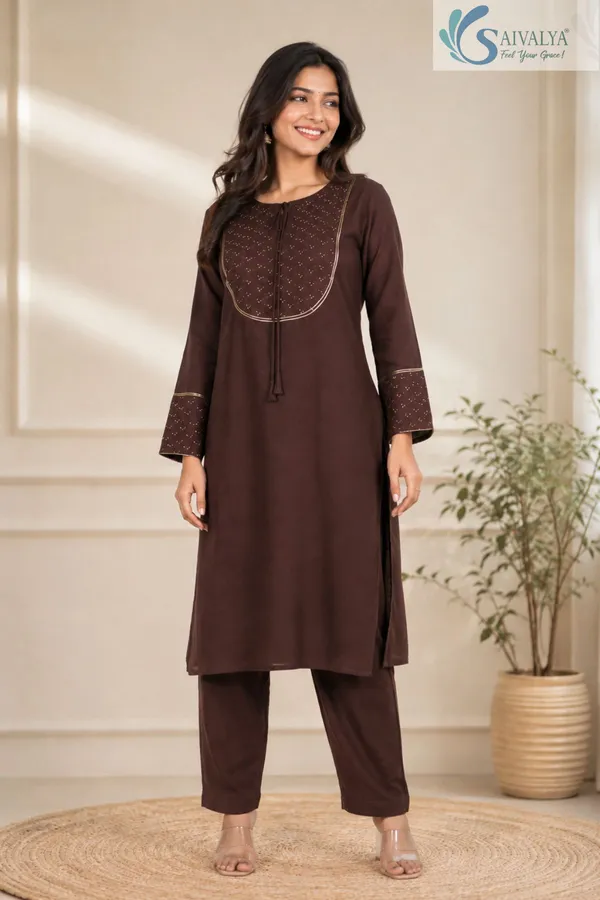 Saivalya_Cocoa_Elegance_Georgette_Kurta_Pant_Set