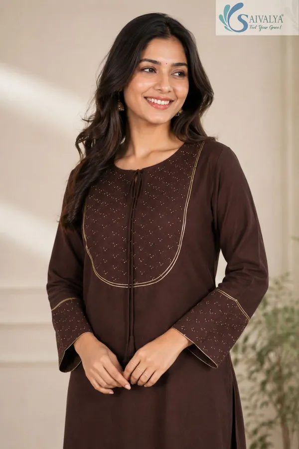 Saivalya_Cocoa_Elegance_Georgette_Kurta_Pant_Set