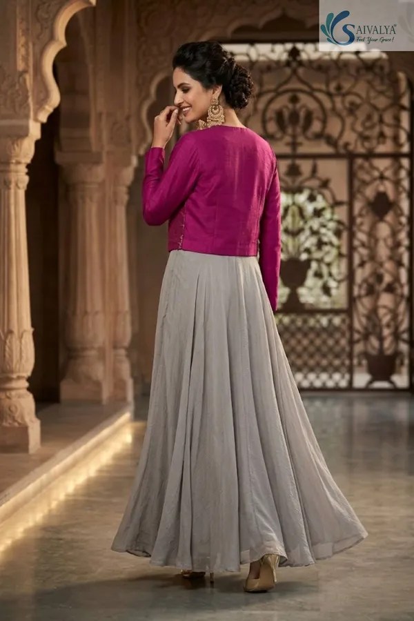 Saivalya_Gulnaar_Grey_Chiffon_Gown_with_Embroidered_Jacket