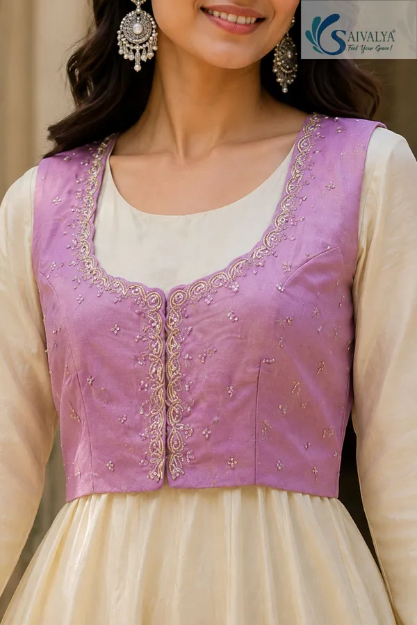 Saivalya_Ivory_Anarkali_Gown_with_Handwork-Inspired_Lavender_Jacket