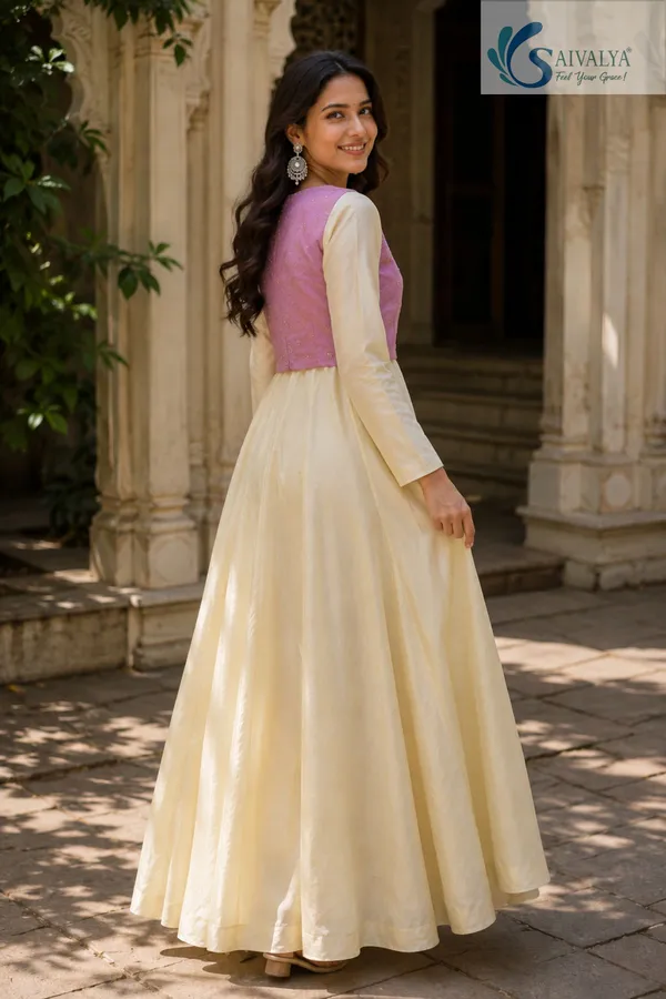 Saivalya_Ivory_Anarkali_Gown_with_Handwork-Inspired_Lavender_Jacket