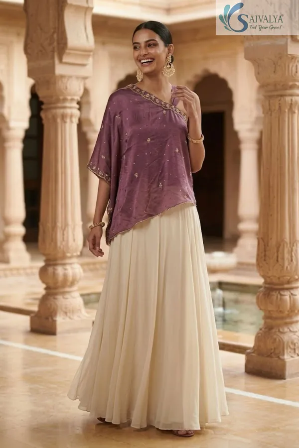 Saivalya_Mauve_Grace_One-Shoulder_Chinon_&_Georgette_Ensemble