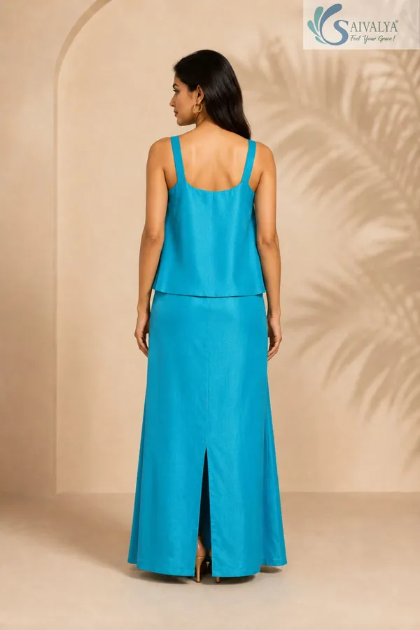 Saivalya_Mayura_Turquoise_Chinon_Co-ord_Set