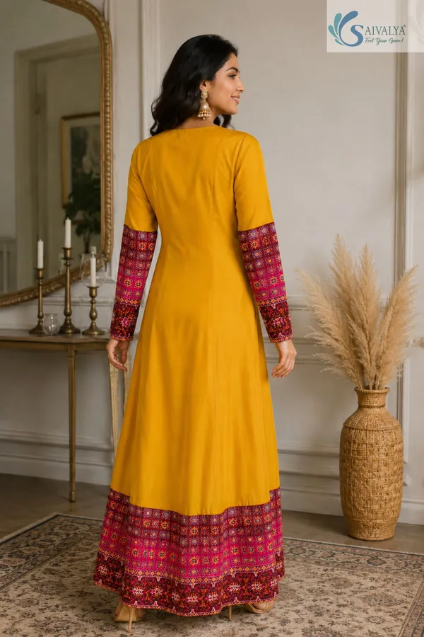 Saivalya_Mustard_Yellow_Printed_Border_Anarkali_Gown