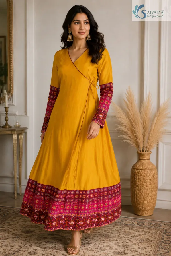 Saivalya_Mustard_Yellow_Printed_Border_Anarkali_Gown