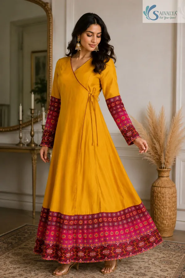 Saivalya_Mustard_Yellow_Printed_Border_Anarkali_Gown