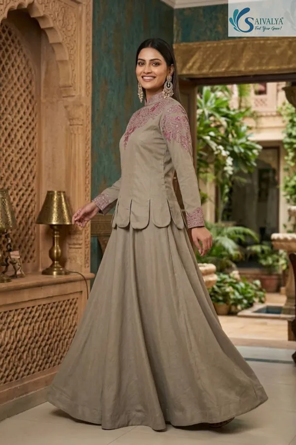 Saivalya_Rosewood_Elegance_Chinon_Peplum_Gown