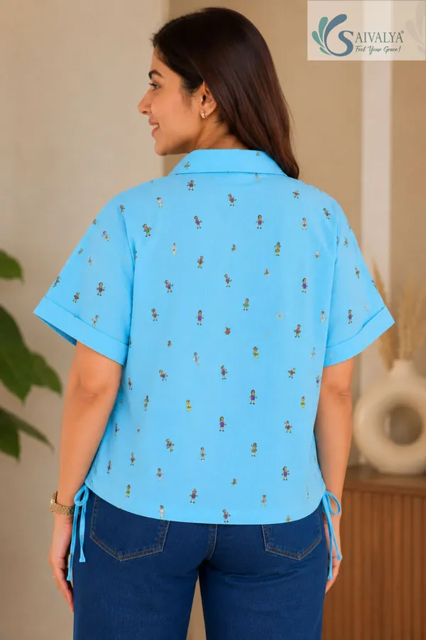 Seersucker_Cotton_Premium_Shirt_for_Women_-_Sky_Blue