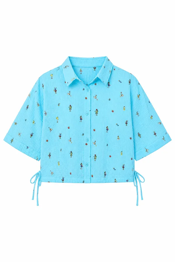 Seersucker_Cotton_Premium_Shirt_for_Women_-_Sky_Blue