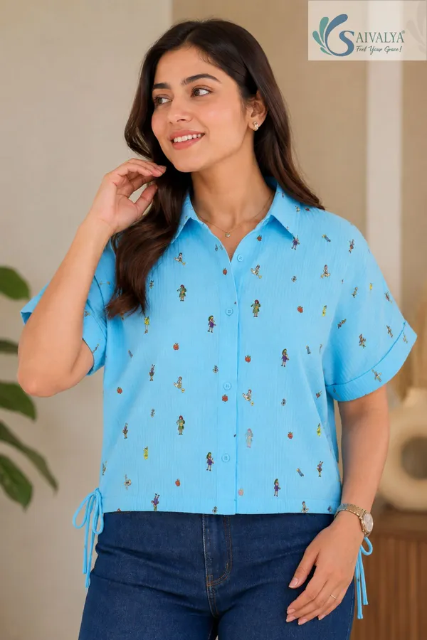 Seersucker_Cotton_Premium_Shirt_for_Women_-_Sky_Blue