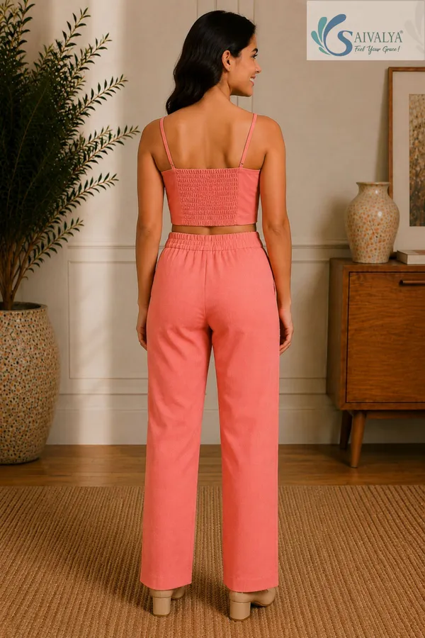 Coral_Peach_Cotton_Satin_3_Piece_Co-Ord_Set_(Crop_Top,_Blazer_And_Pants)_For_Women