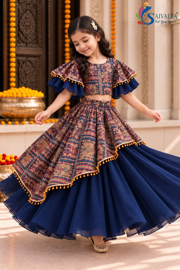 Midnight_Blue_Kalamkari_Asymmetric_Georgette_Lehenga_Set