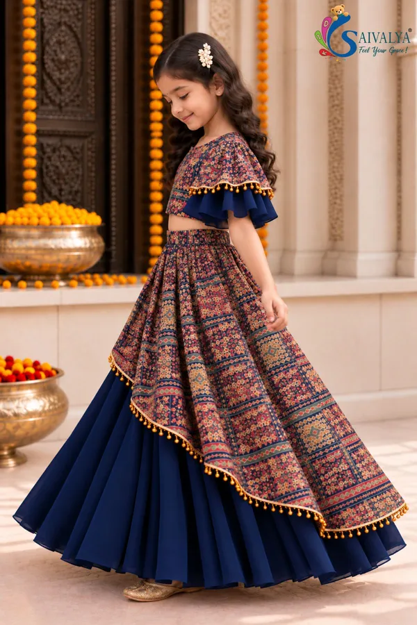 Midnight_Blue_Kalamkari_Asymmetric_Georgette_Lehenga_Set