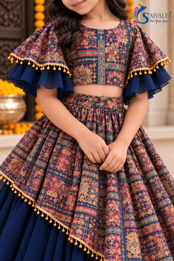 Midnight_Blue_Kalamkari_Asymmetric_Georgette_Lehenga_Set