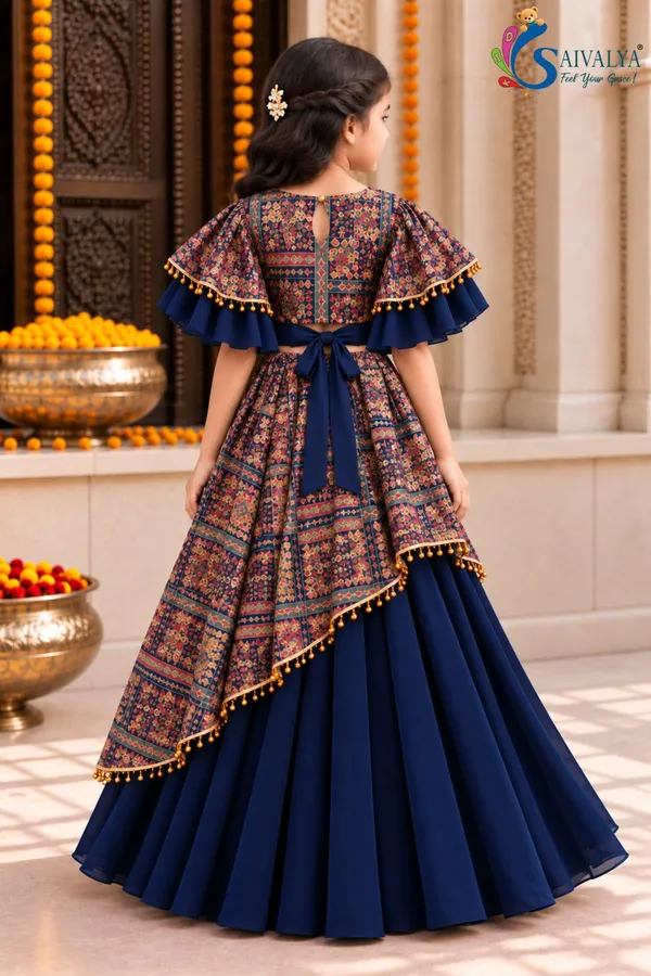 Midnight_Blue_Kalamkari_Asymmetric_Georgette_Lehenga_Set
