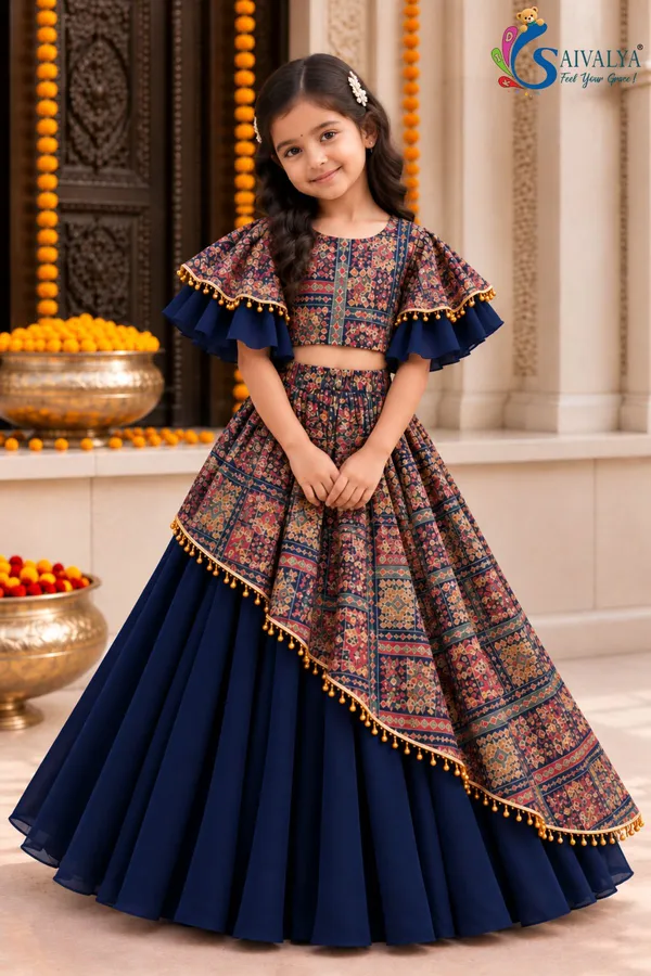 Midnight_Blue_Kalamkari_Asymmetric_Georgette_Lehenga_Set