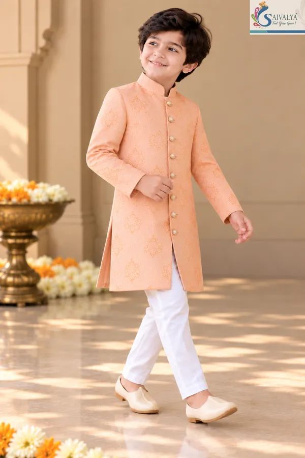 Peach_Elegance_Brocade_Sherwani_Set