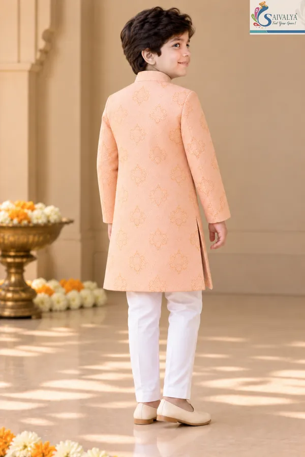 Peach_Elegance_Brocade_Sherwani_Set