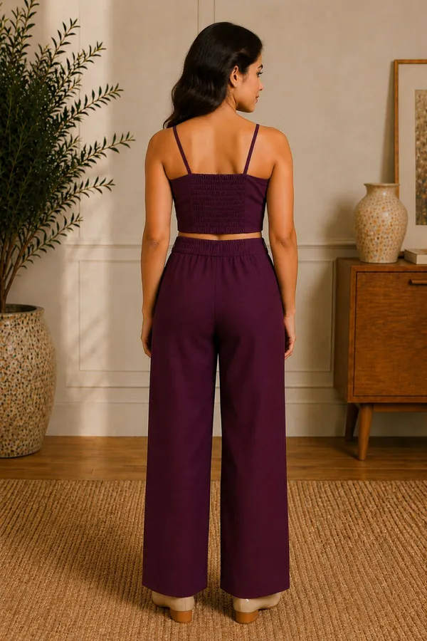 Wine_Cotton_Satin_3_Piece_Co-Ord_Set_(Crop_Top,_Blazer_And_Pants)_For_Women
