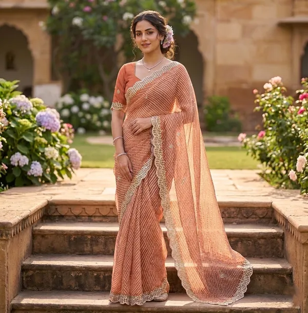 Georgette_Saree_With_Embellished_Border_And_Blouse_Peach