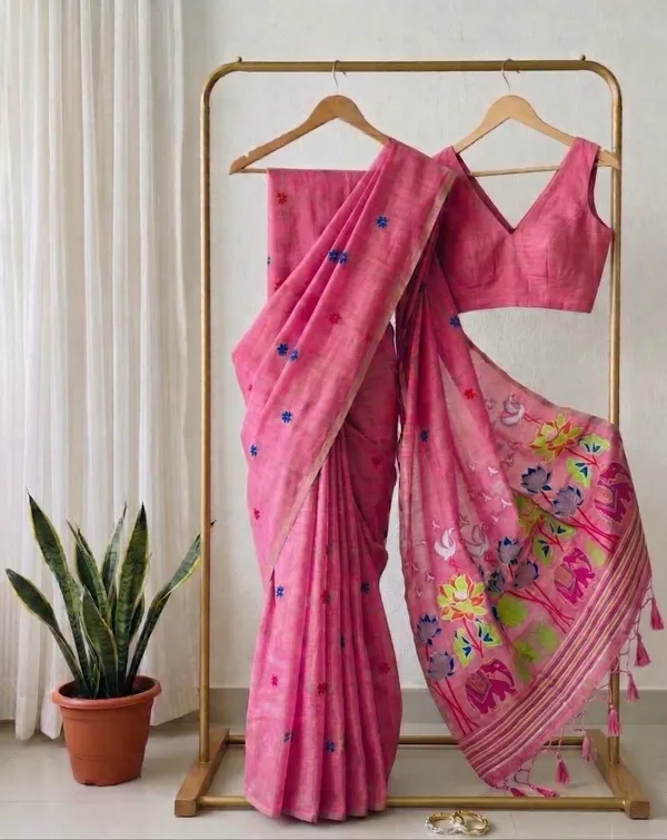 Rutexa_Fashion_Cotton_Flower_Jequard_Design_&_Latkan_Saree_For_Women