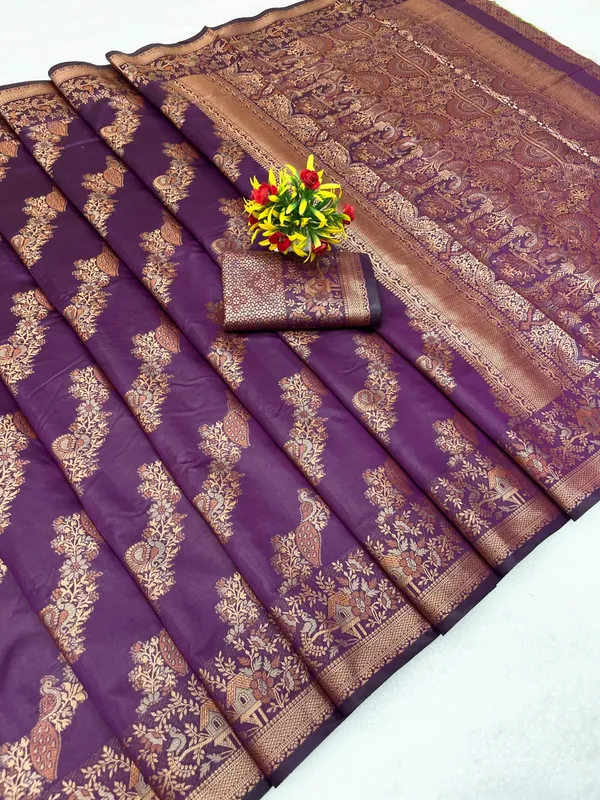 Elegant_Banarasi_Silk_Saree_With_Gold_Zari_Work_Purple