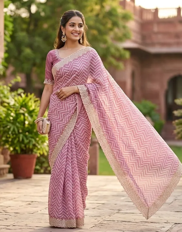 Chevron_Zig_Zag_Embellished_Saree_With_Blouse_Pink