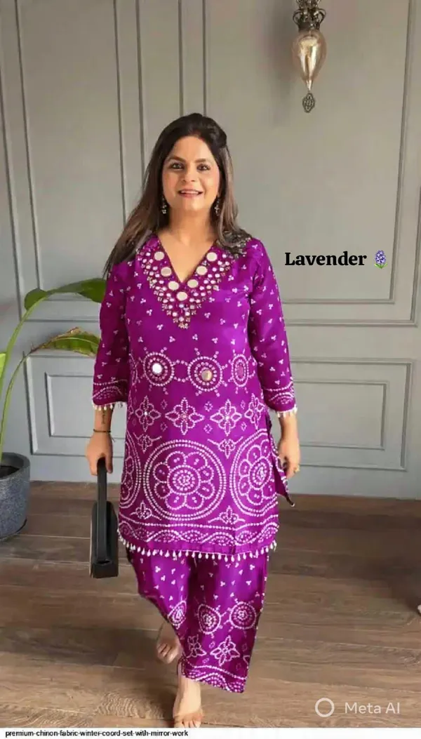 Lavender_Beautiful_Heavy_quality_Power_loom_Crushef_Chinon_Silk_Fabric_designer_festive_wear_2pc_Cord-Sets_with_one_with_Crape_Lining
