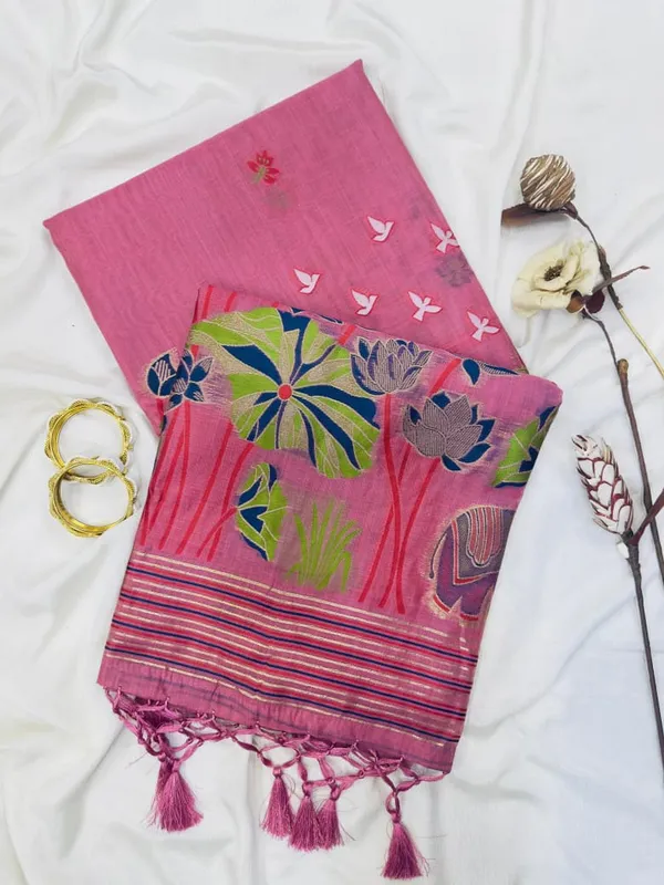 Rutexa_Fashion_Cotton_Flower_Jequard_Design_&_Latkan_Saree_For_Women