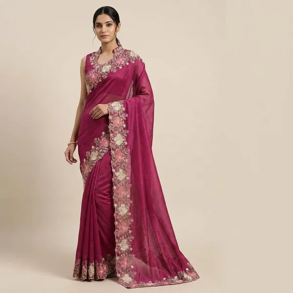 Rutexa_Fashion_Floral_Print_Embroidered_Heavy_Finishing_Thread_Work_Saree_Pink