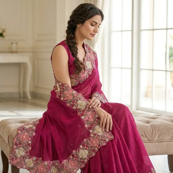 Rutexa_Fashion_Floral_Print_Embroidered_Heavy_Finishing_Thread_Work_Saree_Pink
