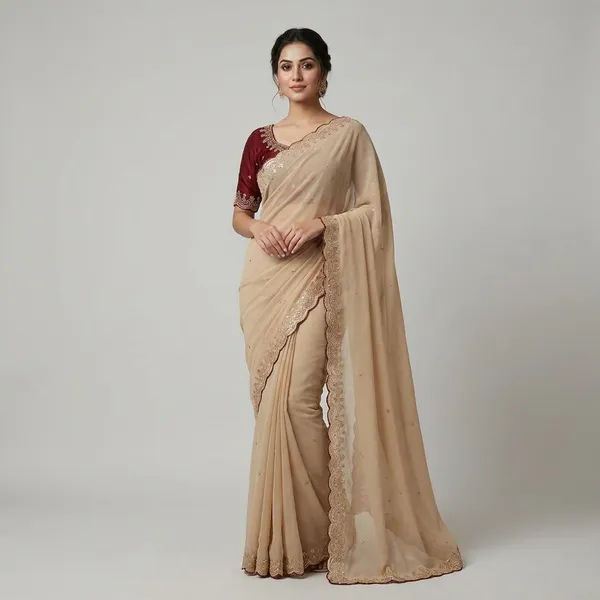 Rutexa_Fashion_Multisiquence_Embroidered_Georgette_Saree_With_Unstitched_Blouse_Cream_for_women