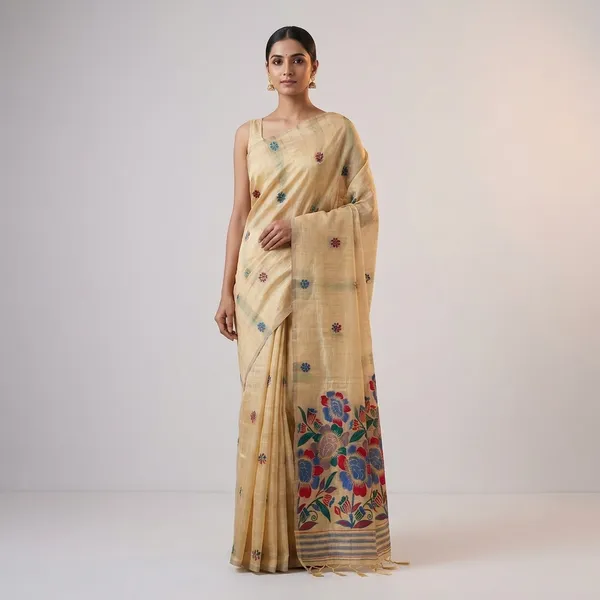 Rutexa_Fashion_Floral_Print_Printed_Daily_Wear_Cotton_Blend_Saree_Cream