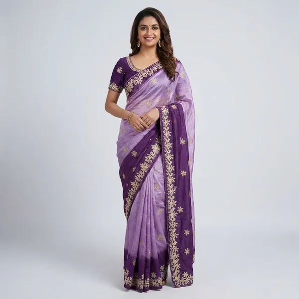 Rutexa_Fashion_Embroidered_Jamdani_Silk_Blend_Saree_With_Unstitched_Blouse_Purple