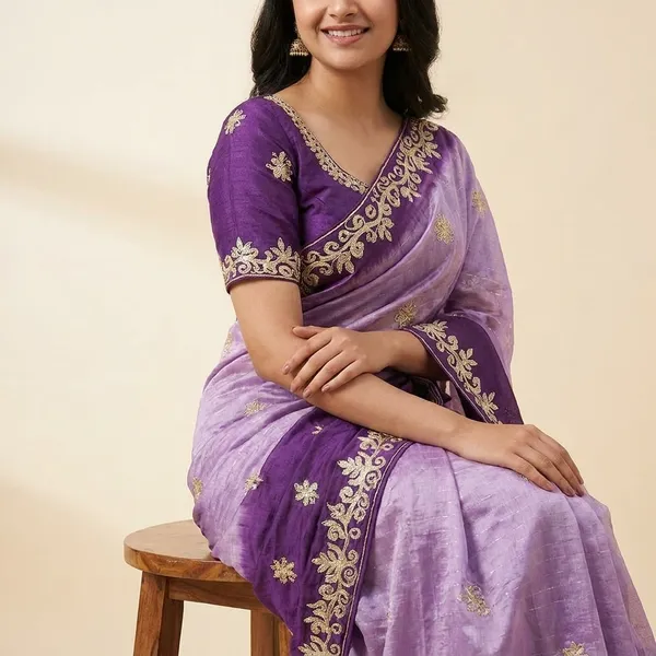 Rutexa_Fashion_Embroidered_Jamdani_Silk_Blend_Saree_With_Unstitched_Blouse_Purple