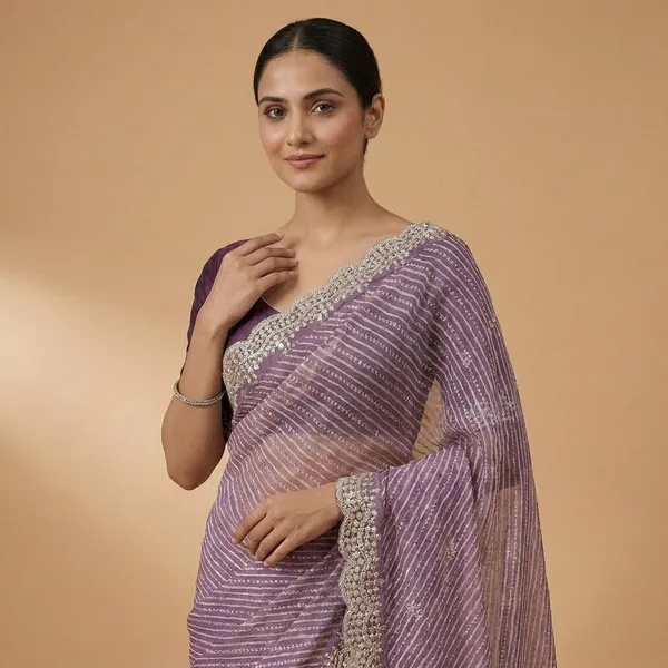 Embroded_royal_silk_lehariya_design_Saree_With_Embellished_Border_And_Blouse_Purple_for_women
