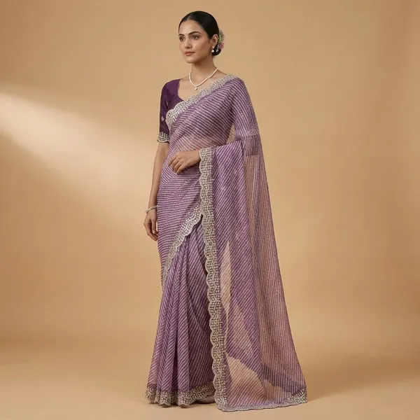 Embroded_royal_silk_lehariya_design_Saree_With_Embellished_Border_And_Blouse_Purple_for_women