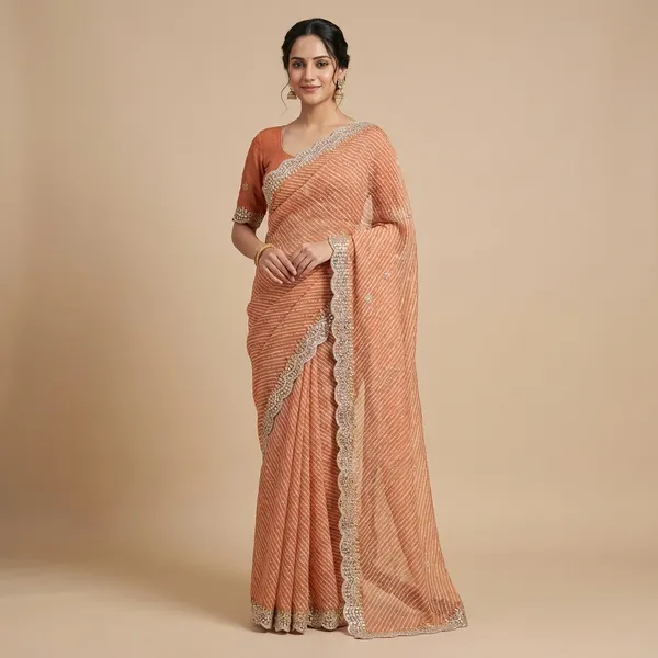 Georgette_Saree_With_Embellished_Border_And_Blouse_Peach