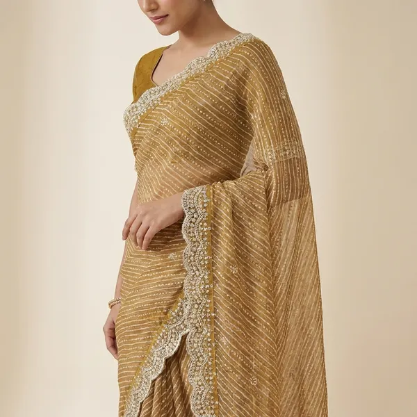 Embellished_Lehariya_Design_Saree_With_Designer_Border_And_Blouse_Golden_Beige