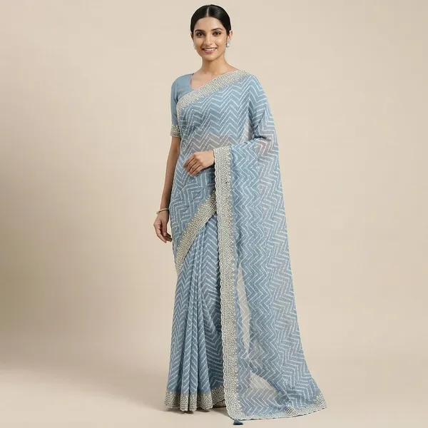 EMBRODRED_COTTON_ZIG_ZAG_Saree_With_Pearl_Border_And_Blouse_Sky_Blue_FOR_WOMEN