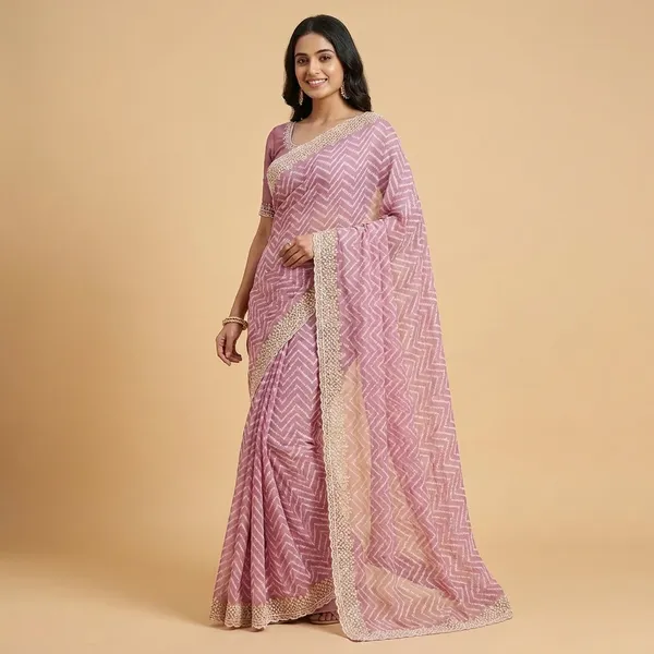 Chevron_Zig_Zag_Embellished_Saree_With_Blouse_Pink