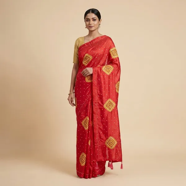 Georgette_Saree_With_Golden_Embroidered_Patches_And_Pearl_Work_Red