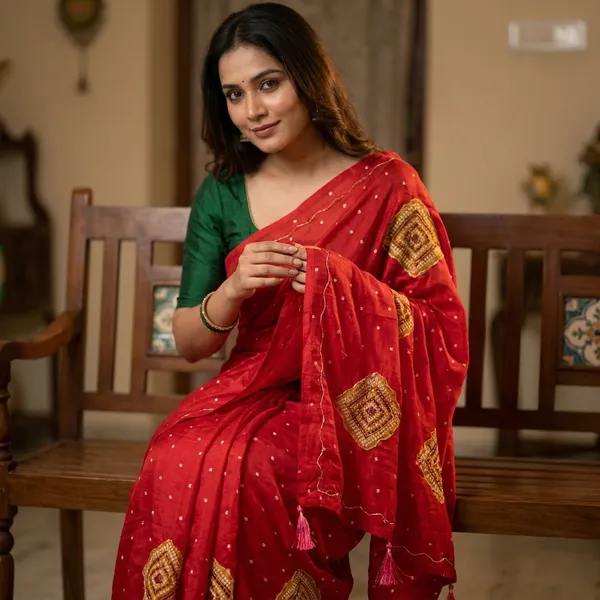 Georgette_Saree_With_Golden_Embroidered_Patches_And_Pearl_Work_Red