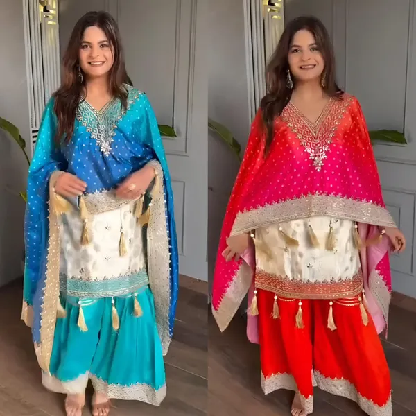 Red_Beautiful_Heavy_quality_Banarsi_+_Chinon__Silk_Fabric_designer_festive_wear_3pc_DressWith_Crape_Lining