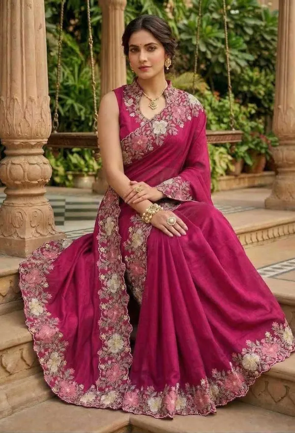 Rutexa_Fashion_Floral_Print_Embroidered_Heavy_Finishing_Thread_Work_Saree_Pink