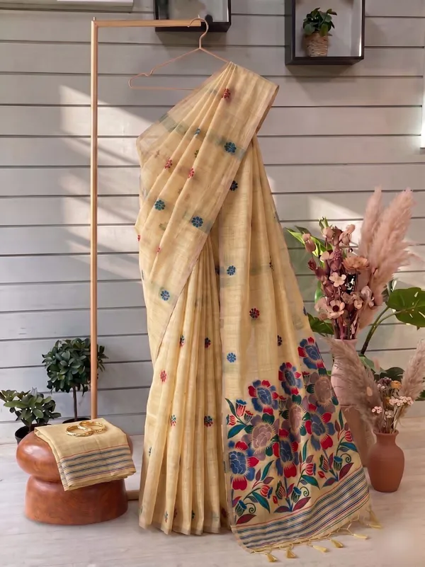 Rutexa_Fashion_Floral_Print_Printed_Daily_Wear_Cotton_Blend_Saree_Cream