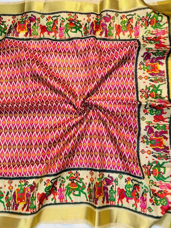 Rutexa_Fashion_Geometric_Print_Printed_Woven_Patola_Tussar_Silk_Saree_Yellow